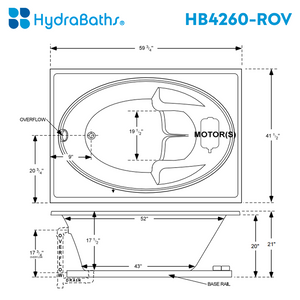 HYDRABATHS® HB4260-ROV 42" x 60" Drop-In Tub