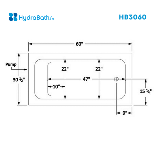 HYDRABATHS® HB3060 30" x 60" Drop-In Tub