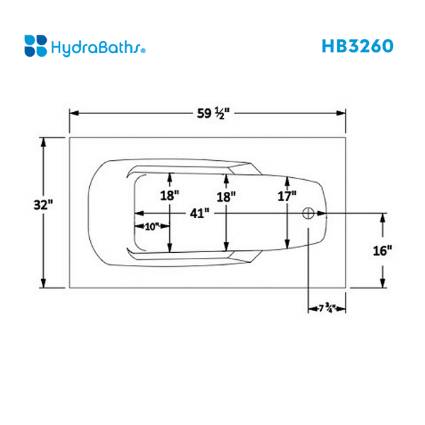 HYDRABATHS® HB3260 32" x 60" Drop-In Tub