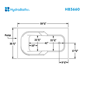 HYDRABATHS® HB3660 36" x 60" Drop-In Tub