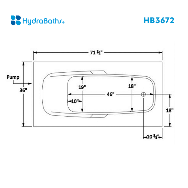HYDRABATHS® HB3672 36" x 72" Drop-In Tub