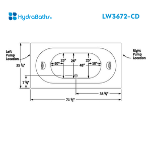 HYDRABATHS® LW3672-CD 36" x 72" Luxury Drop In Tub