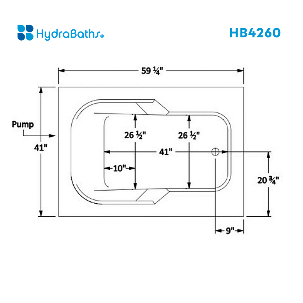 HYDRABATHS® HB4260 42" x 60" Drop-In Tub