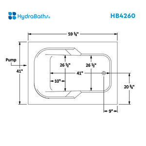 HYDRABATHS® HB4260 42" x 60" Drop-In Tub