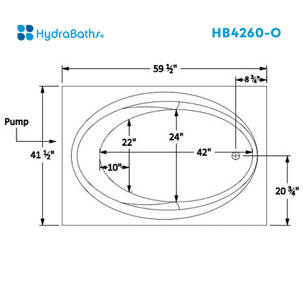 HYDRABATHS® HB4260-O 42" x 60" Drop-In Tub