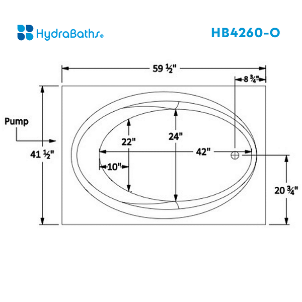 HYDRABATHS® HB4260-O 42" x 60" Drop-In Tub