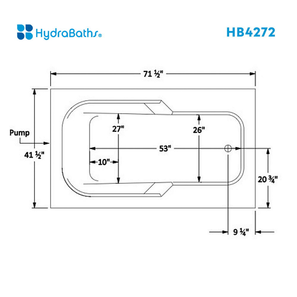 HYDRABATHS® HB4272 42" x 72" Drop-In Tub