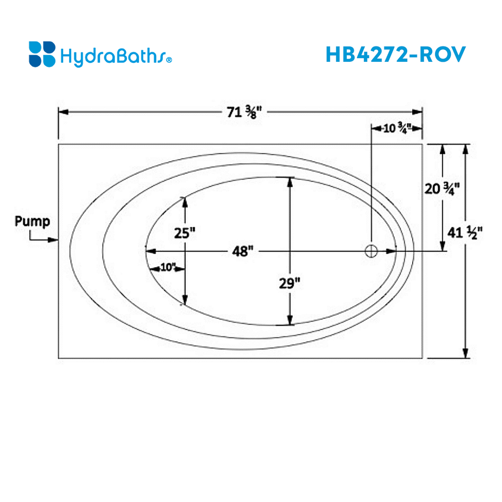 HYDRABATHS® HB4272-ROV 42" x 72" Drop-In Tub
