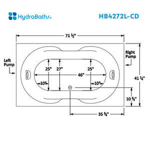 HYDRABATHS® LW4272-CD 42" x 72" Luxury Drop In Tub