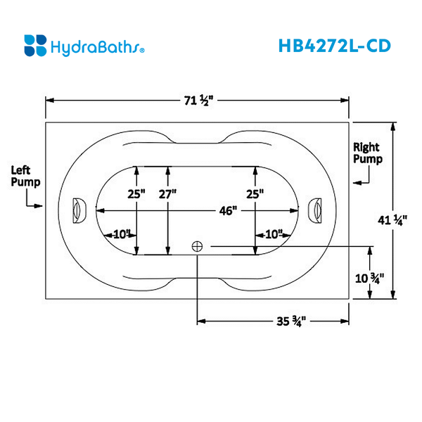 HYDRABATHS® LW4272-CD 42" x 72" Luxury Drop In Tub