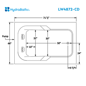 HYDRABATHS® LW4872-CD 48" x 72" Luxury Drop In Tub