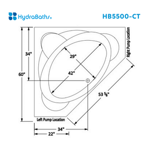 HYDRABATHS® HB5500-CT 60" x 60" Drop-In Tub