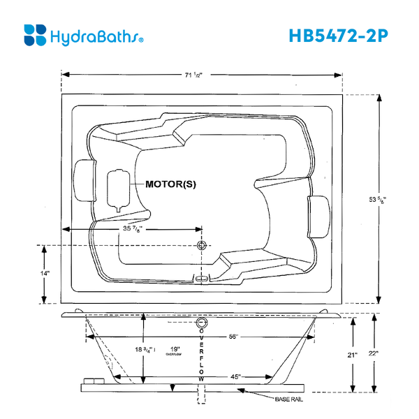 HYDRABATHS® HB5472-2P 54" x 72" 2 Person Tub