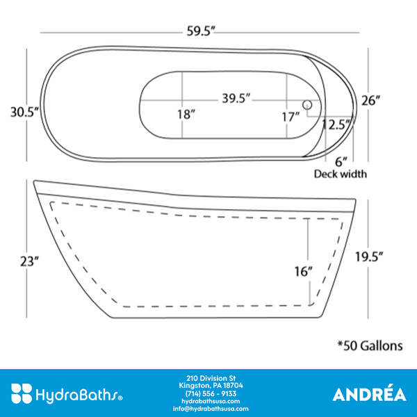 HYDRABATHS® The Andréa Free Standing Tub